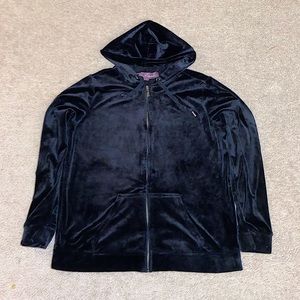 Gloria Vanderbilt Size M Black Velvet Jacket Sweater with Zipper and Pockets